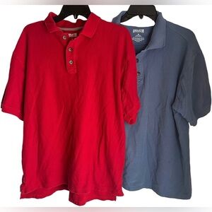 Duluth Mens Polo Shirts Sz M *LOT OF 2* Blue Red Workwear Cotton Short Sleeve